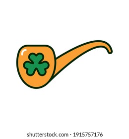 clover leaf in pipe st patricks day flat icon vector illustration design
