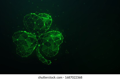 Clover leaf plant form lines, triangles and particle style design