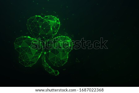Clover leaf plant form lines, triangles and particle style design