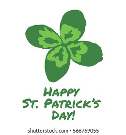Clover leaf plant icon. Shamrock symbol for St. Patrick's Day and luck. Vector illustration isolated on white. Cartoon flat design.