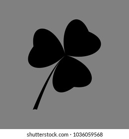 Clover leaf. Quaterfoil. Quatrefoil. Vector. Black icon on medium gray background. Isolated.