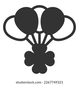 Clover leaf rises on balloons - icon, illustration on white background, glyph style