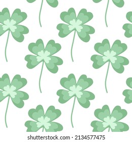 Clover leaf seamless pattern. Cute plant endless print. Isolated on white.