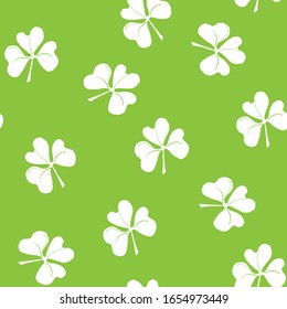 Clover leaf seamless pattern, hand drawn doodle vector illustration. St Patricks Day symbol, Irish lucky shamrock background.