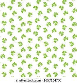 Clover leaf seamless pattern, hand drawn doodle vector illustration. St Patricks Day symbol, Irish lucky shamrock background.