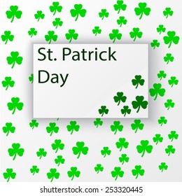 Clover leaf seamless pattern on paper texture, background for st Patric`s Day, vector