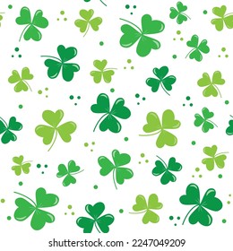 Clover leaf seamless pattern for St. Patrick's Day. Good for wrapping paper, wall paper, backgound and decoration.