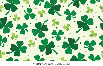 Clover leaf seamless pattern for St. Patrick's Day background. Suitable for covers, wrapping paper, wall art and banner decoration background