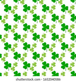 Clover leaf seamless pattern. Symbol fortune, success, traditional ireland festival, holiday St. Patrick. Modern texture. Color template for prints, wrapping, wallpaper etc. Vector illustration.