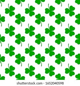 Clover leaf seamless pattern. Symbol fortune, success, traditional ireland festival, holiday St. Patrick. Modern texture. Color template for prints, wrapping, wallpaper etc. Vector illustration.