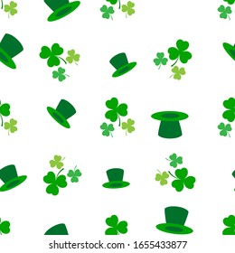 Clover leaf seamless pattern. Symbol fortune, success, traditional ireland festival, holiday St. Patrick. Modern texture. Color template for prints, wrapping, wallpaper etc. Vector illustration.