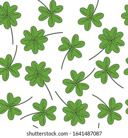 Clover Leaf Seamless Pattern Vector Illustration