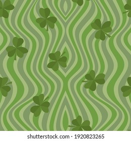 Clover leaf seamless pattern vector illustration. Symbol of St. Patrick s Day, Irish happy shamrock background.