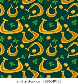 A clover leaf seamless pattern vector illustration. St Patrick's Day symbol, Irish lucky shamrock background.