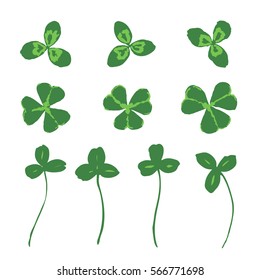 Clover leaf silhouette drawing. Shamrock symbol for St. Patrick's Day and luck. Hand drawing. Vector illustration isolated on white.