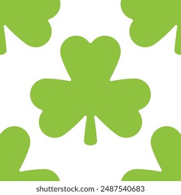 Clover leaf for St. Patrick day vector cartoon seamless pattern.