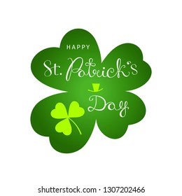 Clover leaf sticker with greetings Happy St. Patrick's Day