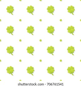 Clover Leaf St.Patric Holiday Clear Seamless Pattern