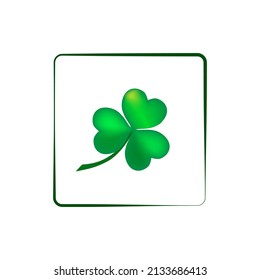 Clover leaf symbol fortune in white square. Symbol fortune, success, traditional ireland festival, holiday St. Patrick. Modern texture. Color template for prints, wrapping, wallpaper etc. illustration