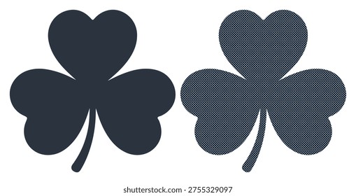 Símbolo de hoja de trébol, amuleto de la buena suerte, patrón decorativo. Arte vectorial.