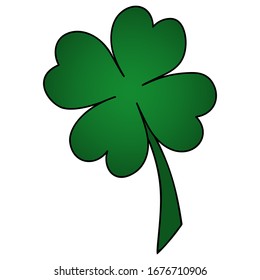 Clover. A leaf that brings good luck. Four-leafed. Colored vector illustration. Isolated background. A plant that is a lucky sign to find. Four sheets. Saint Patrick Day. Cartoon style. Web design.