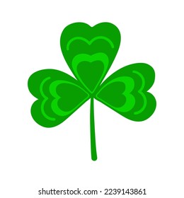 Clover leaf with three petals. Green shamrock for St. Patrick's Day