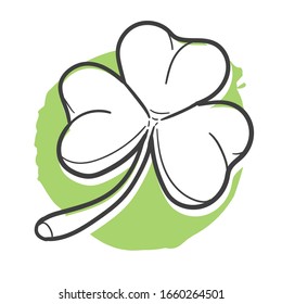 Clover Leaf Traditional Doodle. Icons Sketch Hand Made. Design Vector Line Art.