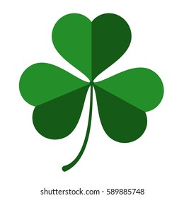 clover leaf triple in a flat style, a sign of good luck and fortune, a symbol of the holiday of St. Patrick's day , vector illustration isolated on white background