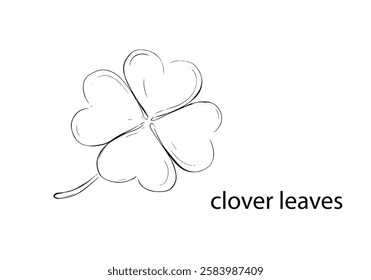 clover leaf vector with black outline 