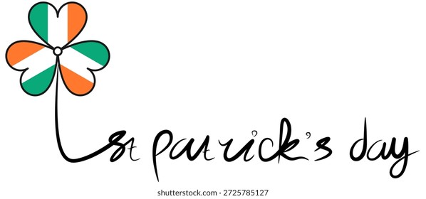 projeto do vetor da folha do trevo com cores da bandeira irlandesa para o dia de são patrick