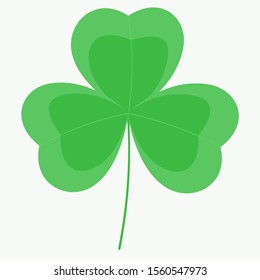 Clover leaf vector flat isolated image. Vector flat icon of a Shamrock on a white background