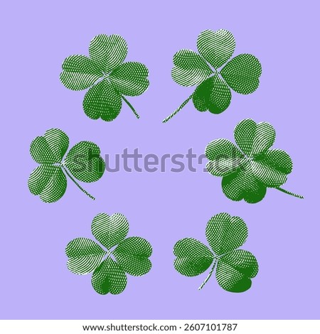 Clover leaf vector, clover leaf illustration, line drawing on purple background.
