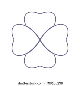 Clover leaf. Vector. Violet linear icon on white background. Isolated.