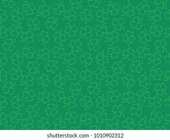 Clover leafs on green background. St. Patrick's seamless pattern. . Vector image