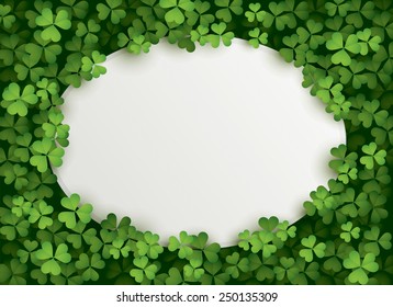 Clover leaves background with blank card