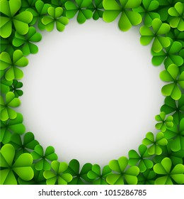 Clover leaves background with round blank place for your text st Patrick's day greeting card