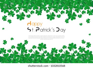 Clover Leaves Background For Saint Patircks Day Concept Irish Shamrock Vector Illustration