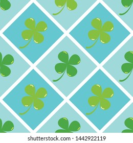 Clover leaves background. St. Patrick's day background. Seamless pattern. Vector illustration.