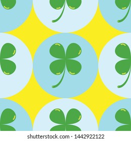 Clover leaves background. St. Patrick's day background. Seamless pattern. Vector illustration.