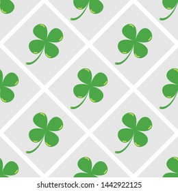 Clover leaves background. St. Patrick's day background. Seamless pattern. Vector illustration.