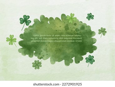 Clover hinterlässt Banner in Aquarellfarben mit Beispieltexten auf hellgrünem Hintergrund und Papiermustern. Poster und Banner des Saint Patrick's Day in Vektordesign.