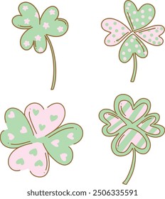 Clover leaves with bright pastel colors