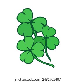 Clover leaves clip art in doodle style. Hand drawn illustration.	