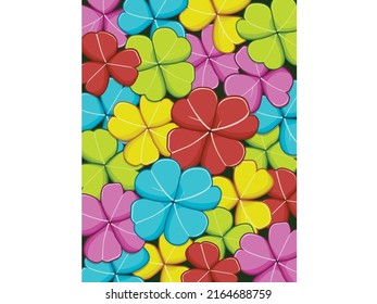 Clover leaves with colorful on background. Vector illustrations. St Patricks Day symbol, Irish lucky shamrock design background