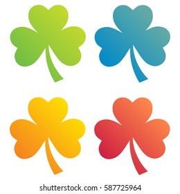 Clover leaves colorful vector set isolated on white background. Ecology concept. Flat design style.. St. Patricks Day vector.