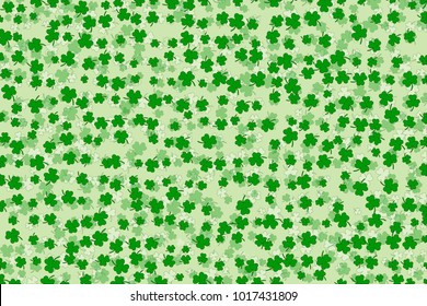 Clover leaves flat design green with green lines contour backdrop background pattern vector illustration
