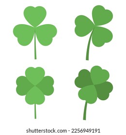 Clover Leaves Flat Green Collection Vectorart
