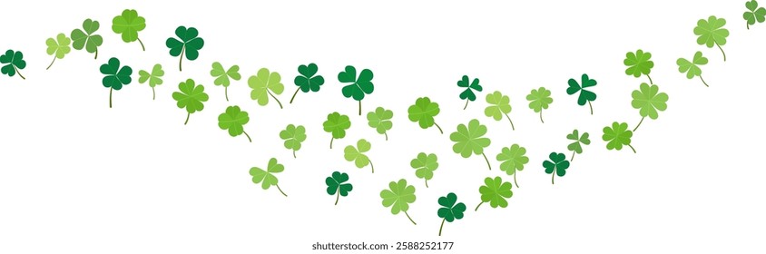 Clover leaves floating wind dynamic for greeting holiday design vector illustration. border