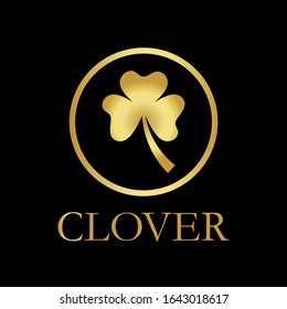 Clover leaves golden vector logo template. Suitable for business, art and web
