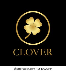 clover leaves golden vector logo template. Suitable for business, art and web